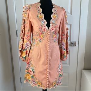 Beautiful!! NWT Zimmermann Zinnia Scallop Mini Dress size 3 US 10